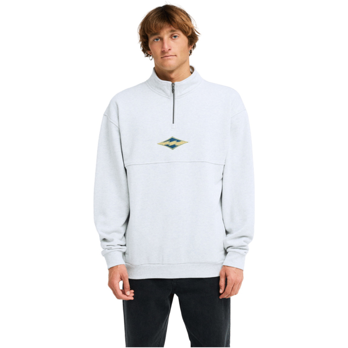2026 Billabong Mens Burleigh Mock Neck Half Zip Sweatshirt EBYFT00184 - Light Grey Heather